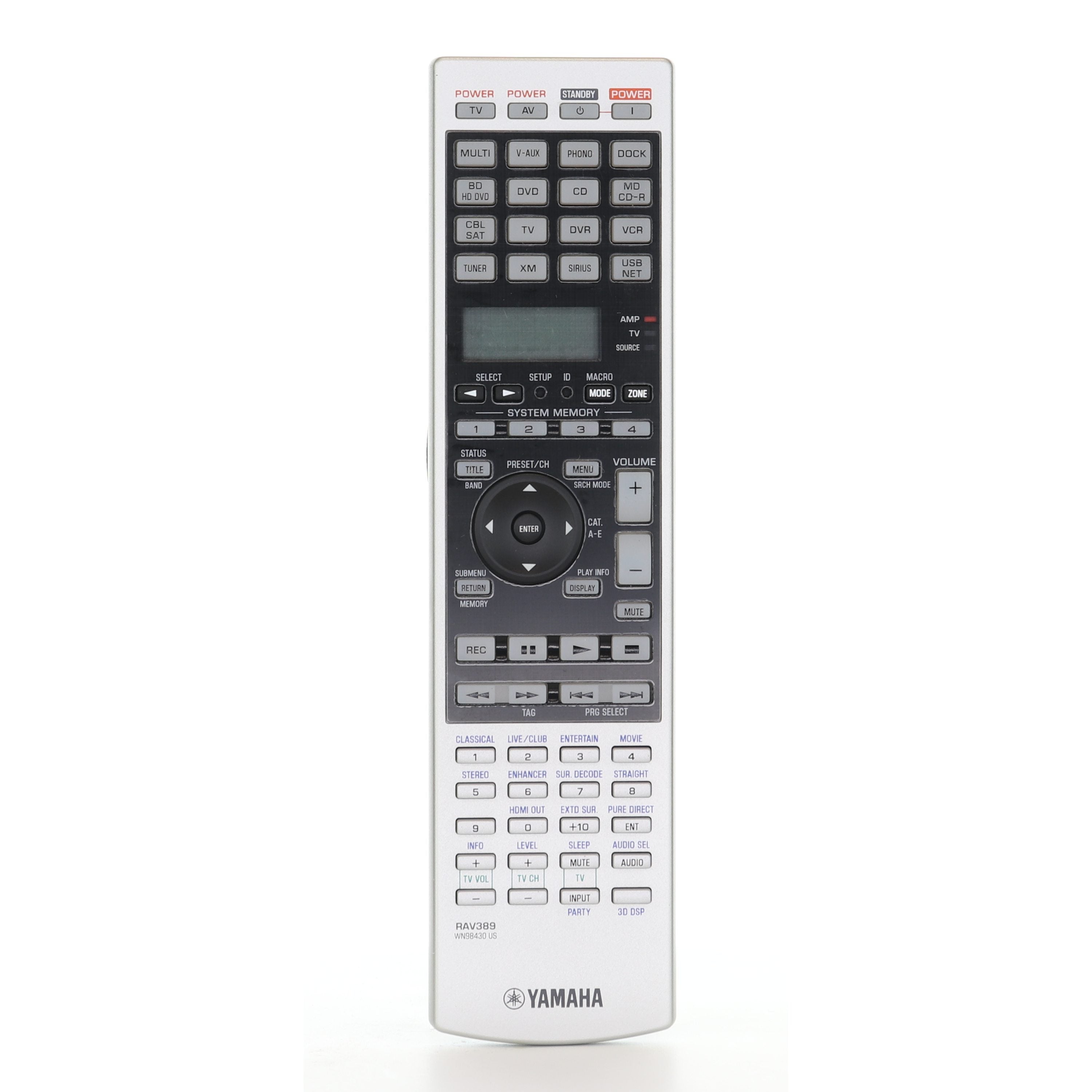 Yamaha RAV389 Audio Video Receiver Remote Control - WN984300