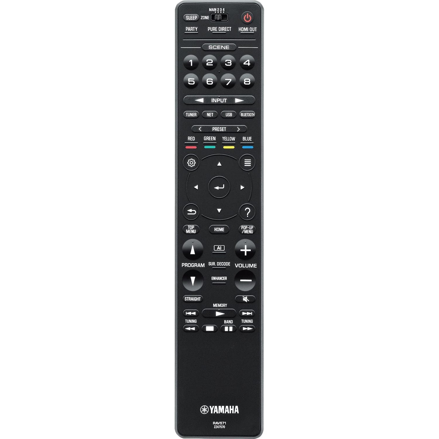 Télécommande pour récepteur audio-vidéo Yamaha RAV571 avec rétroéclairage tactile - ZZ475700
