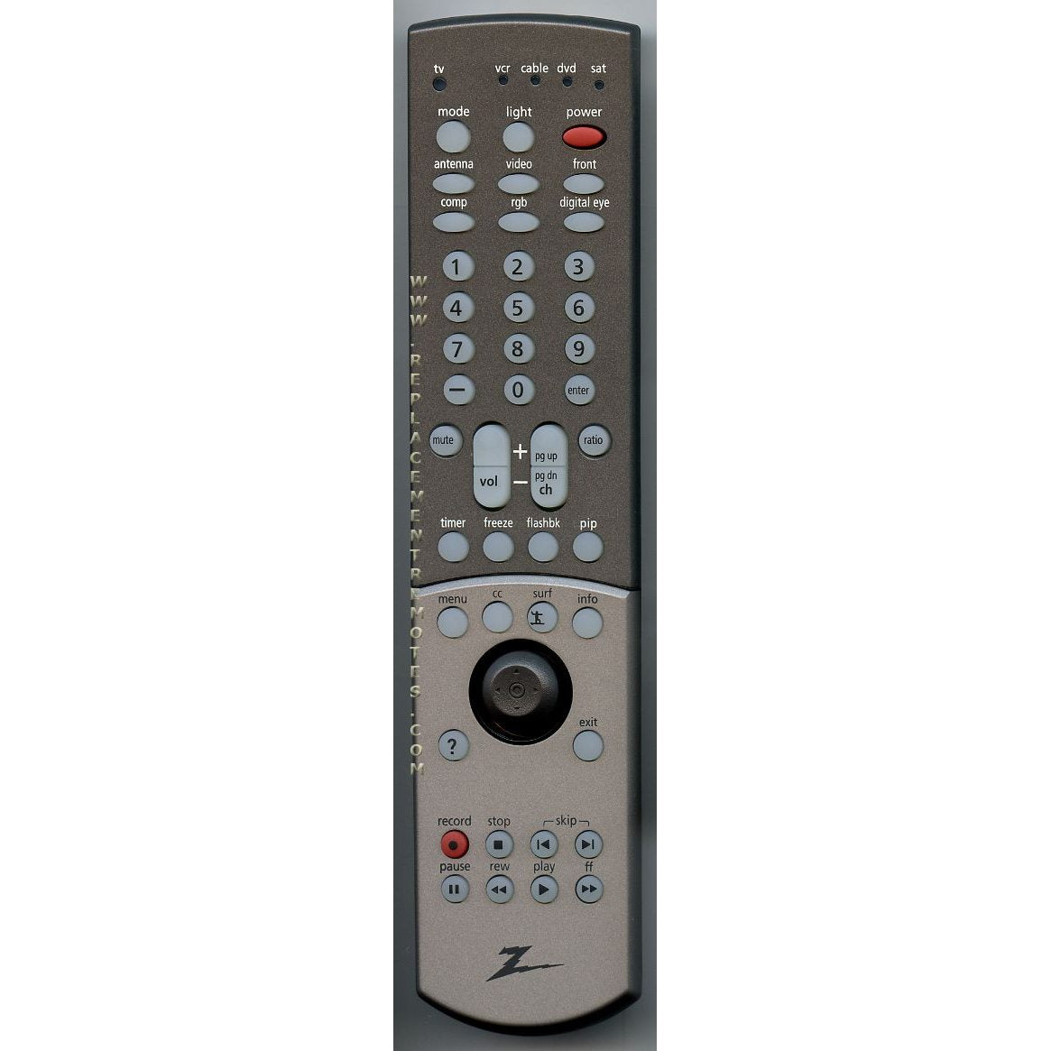 Zenith 6710V00052G TV Remote Control