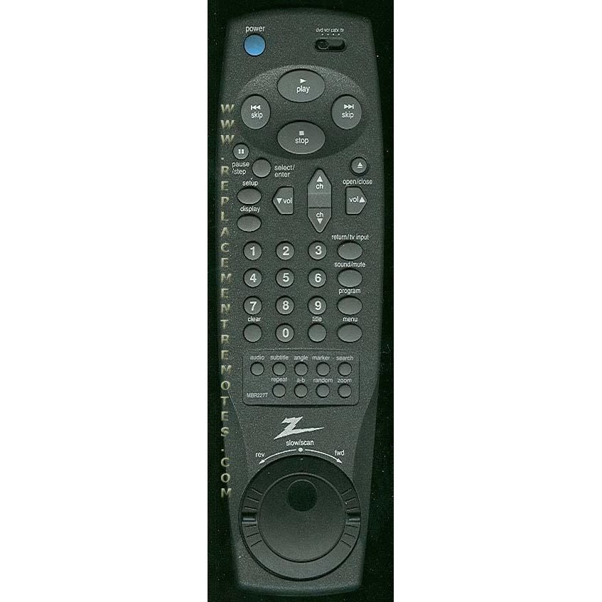 Control remoto para videograbadora Zenith MBR227T