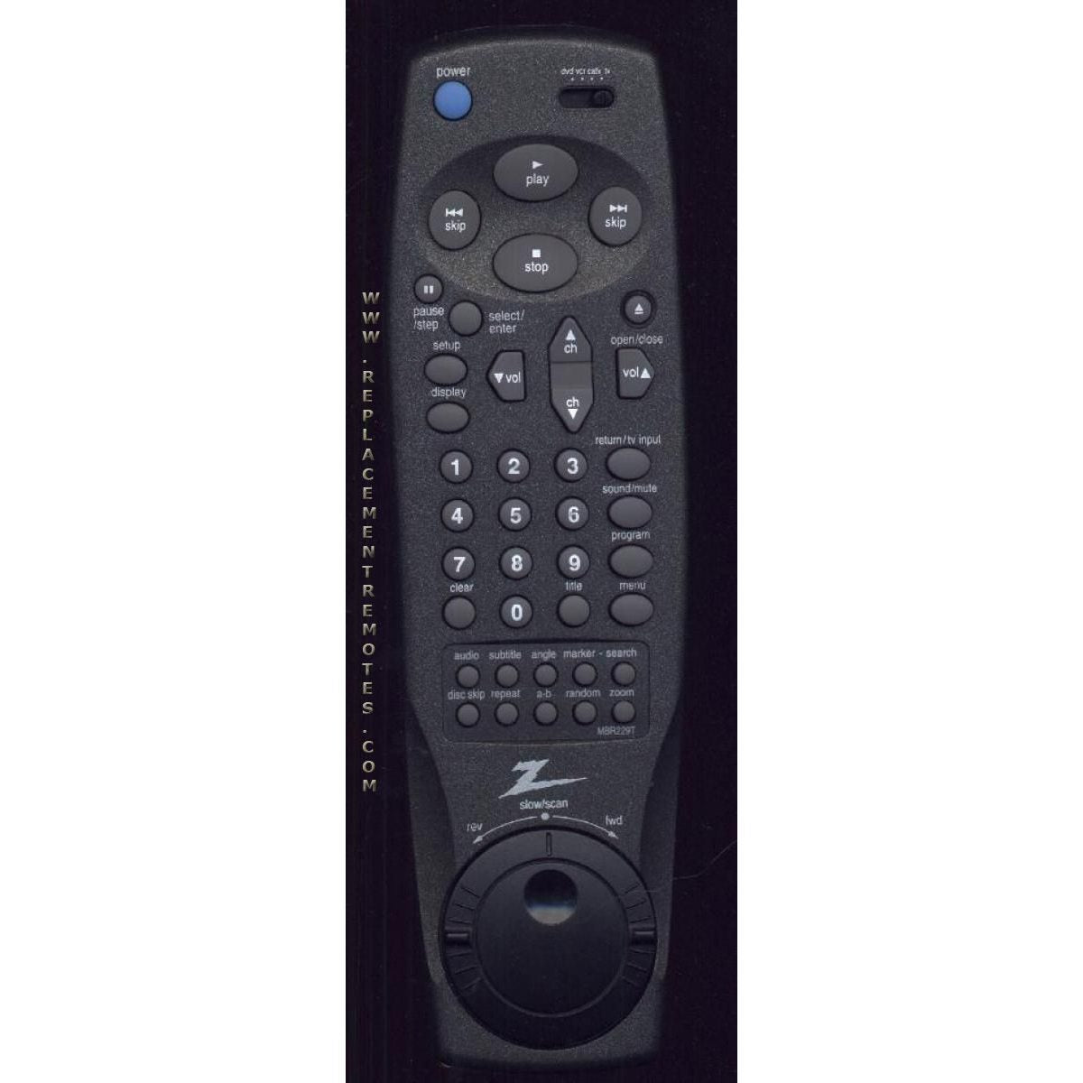 Zenith MBR229T VCR Remote Control